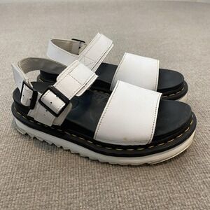 Dr. Martens Voss Sandals Womens Size 8 White Leather Platform Strappy Gladiator